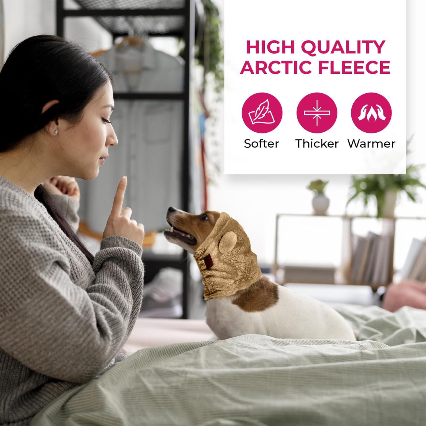 SSaYo elastic headband secures fit on small dogs.