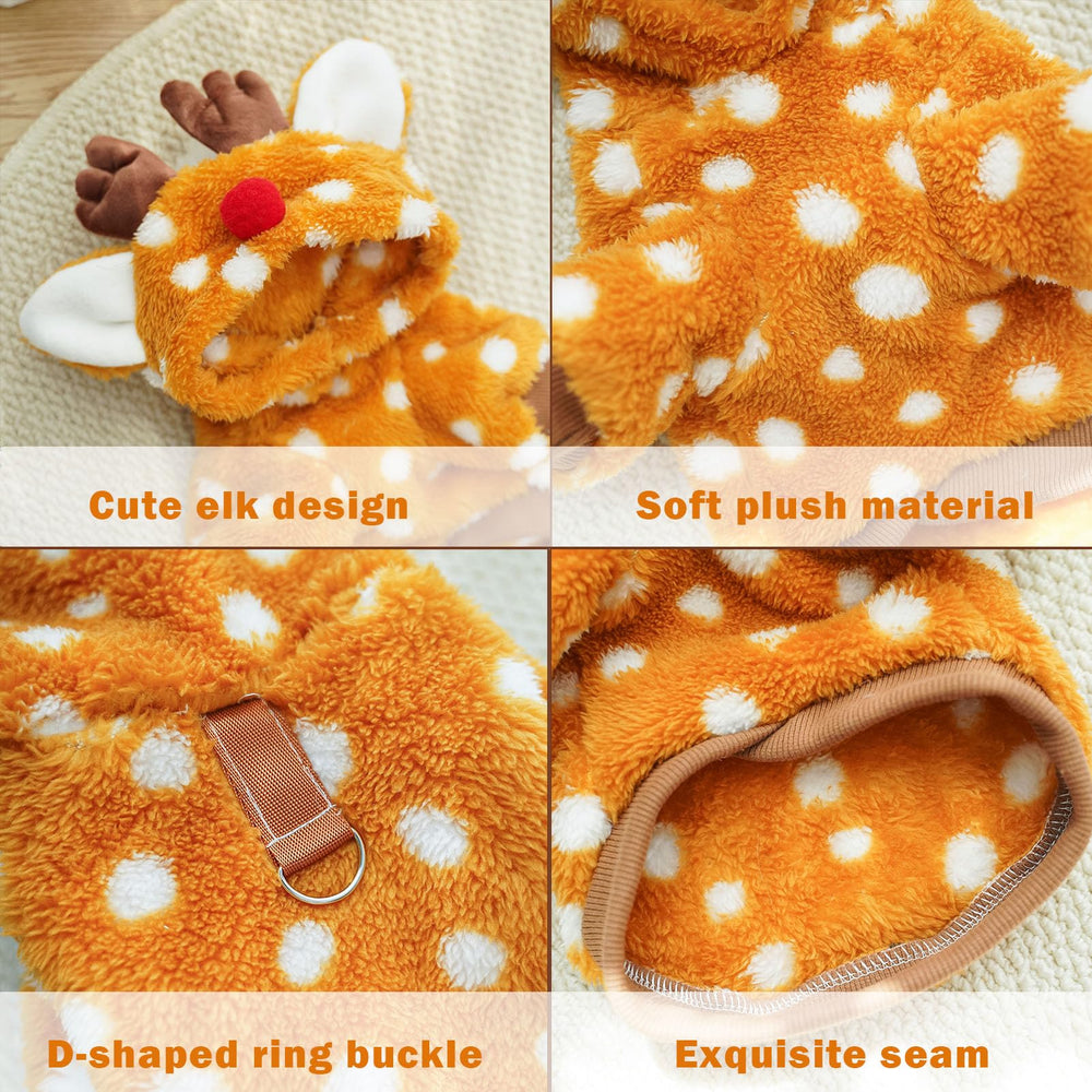 SSEISS elk hoodie back view with leash buckle for outdoor outings.