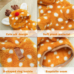SSEISS elk hoodie back view with leash buckle for outdoor outings.