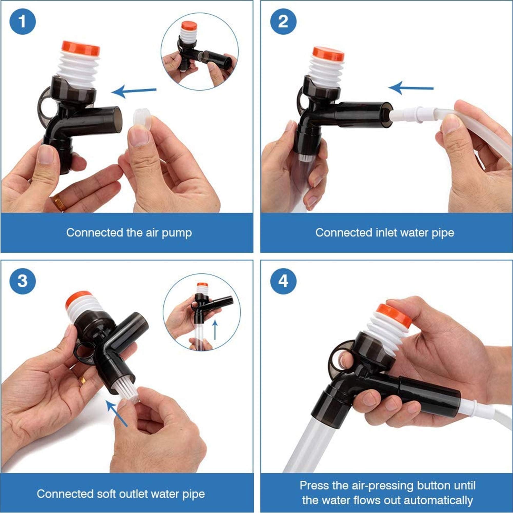 SSRIVER Air button control enables quick, controlled siphon action for water changes.