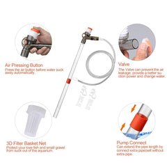 SSRIVER Gravel Cleaner filter basket prevents clogging and protects fish during cleaning.