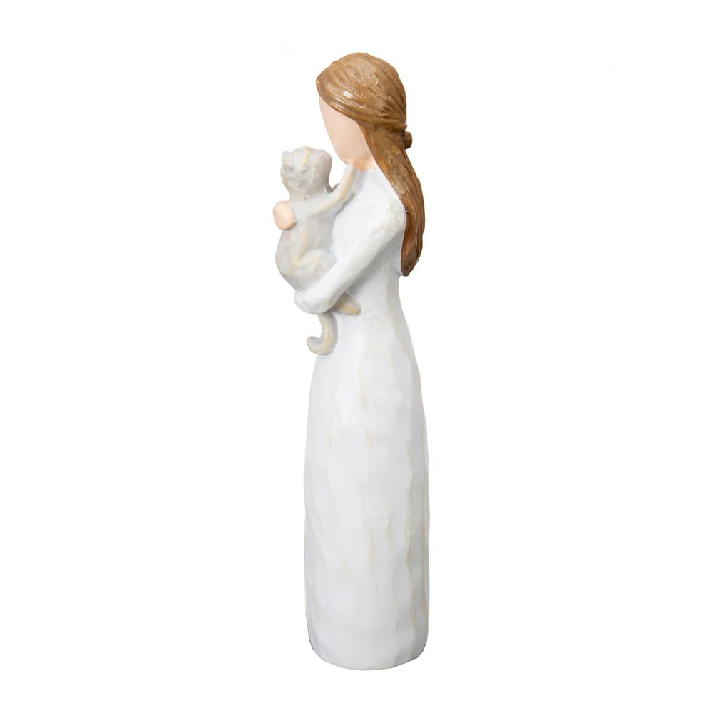 ST.LORIAN Angel of Friendship cat memorial figurine face closeup with tender gaze