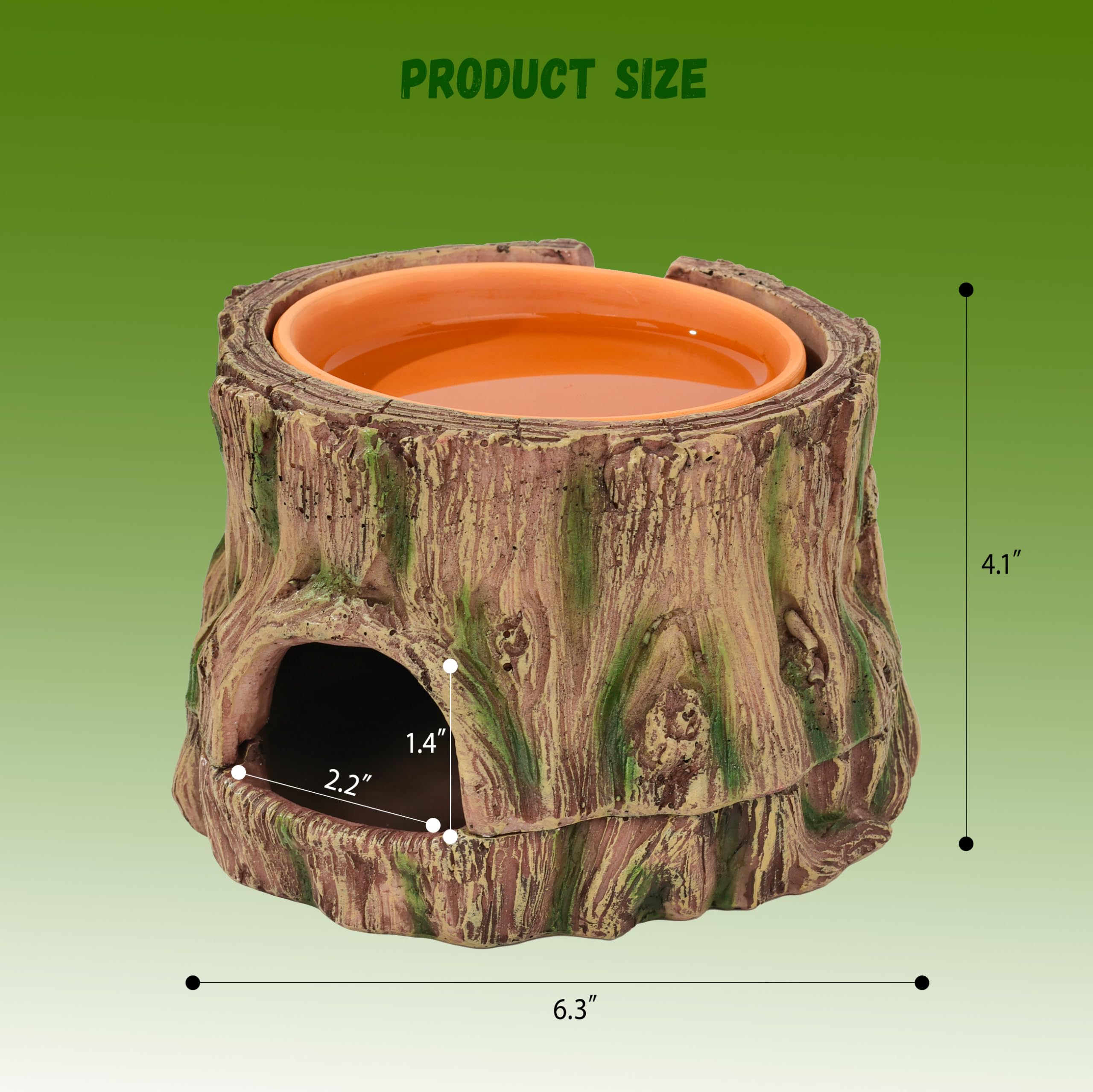 Stackoria clay water dish humidification feature adds natural moisture for small reptiles.
