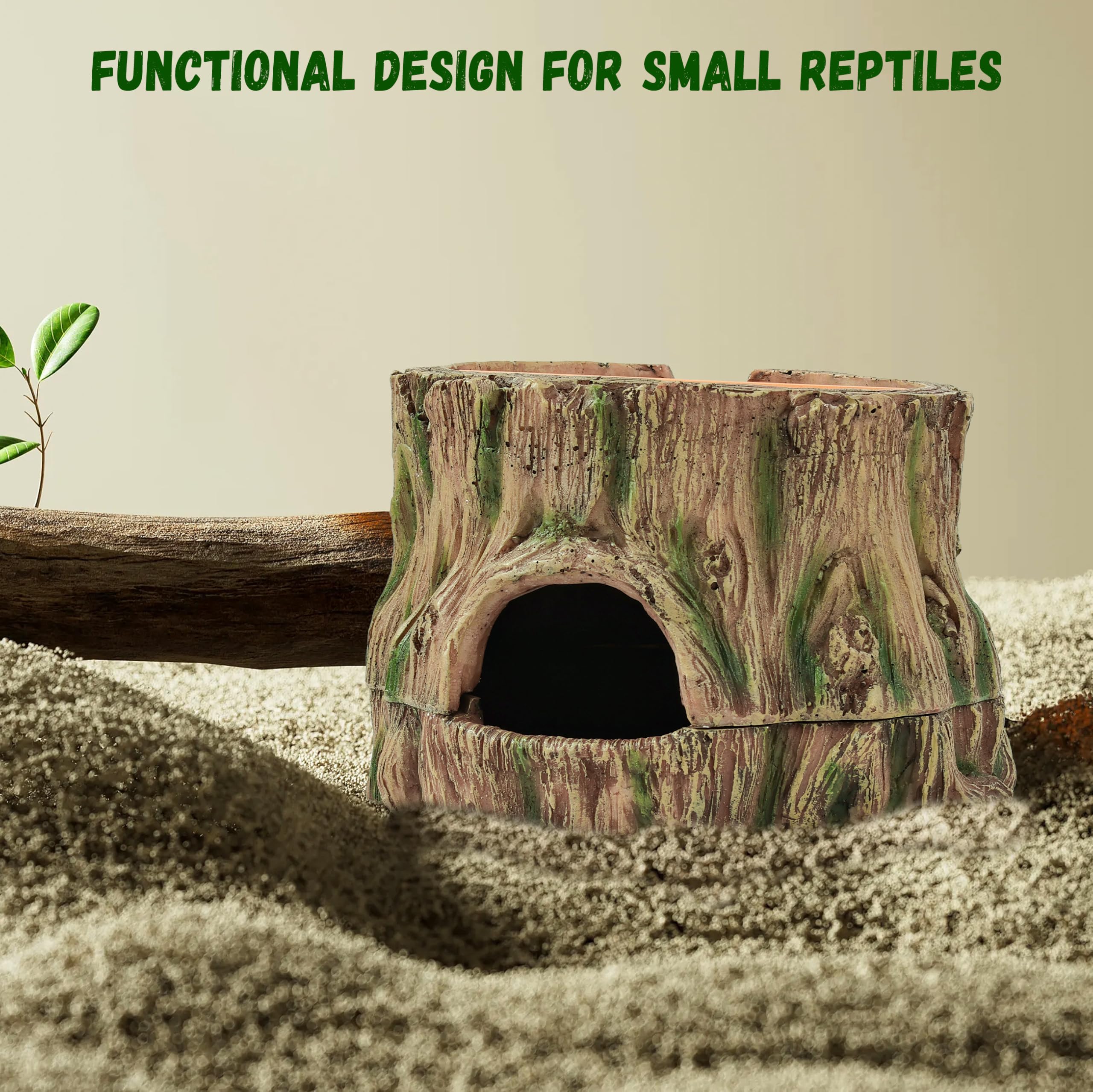 Stackoria naturalistic aesthetics in reptile hide cave enrich enclosure with realistic terrain.