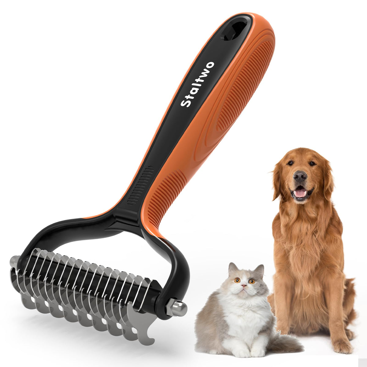 Staltwo Deshedding Brush dual-sided design for mats and shedding control.