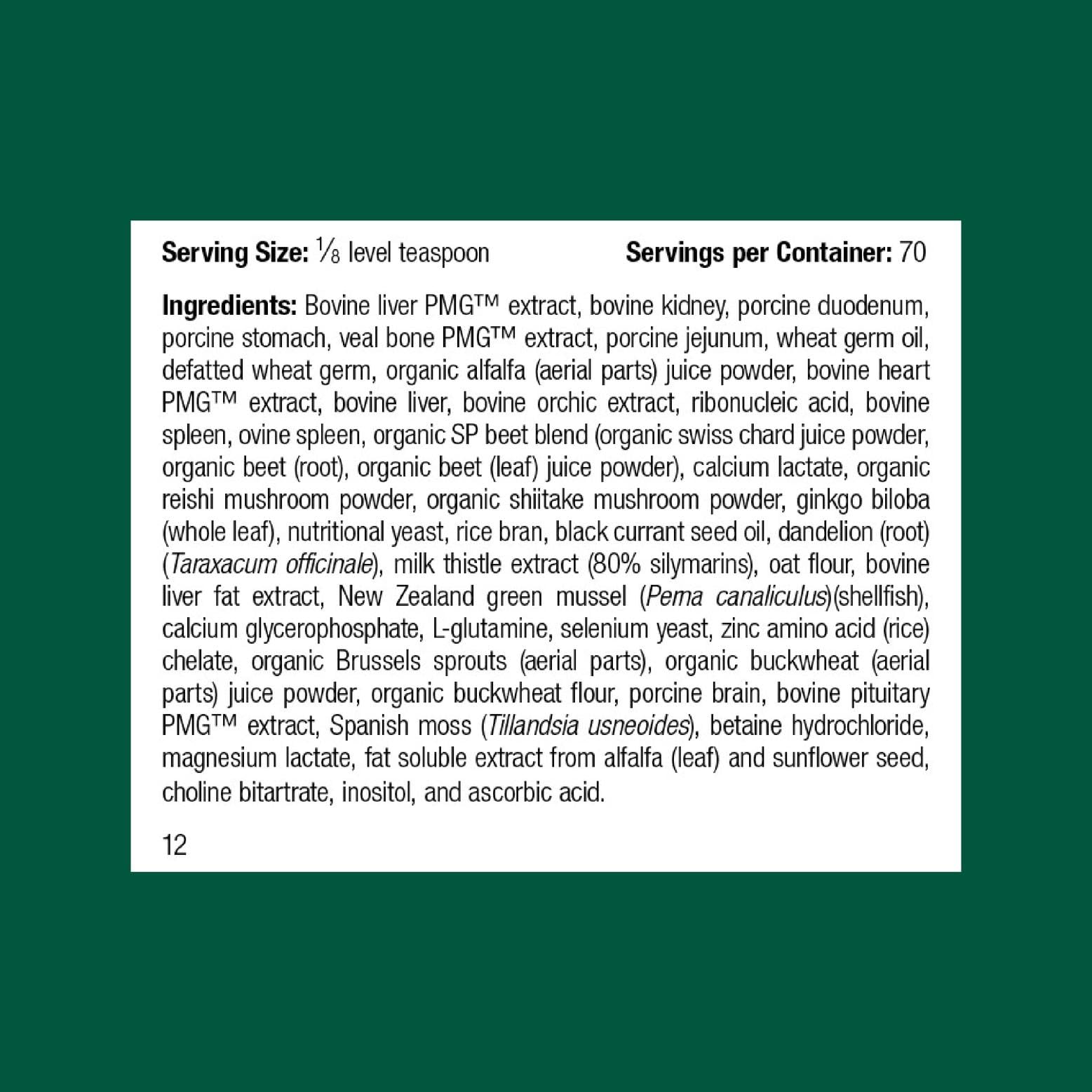 Standard Process Canine Hepatic Support dosing scoop shown for accurate pet dosing.