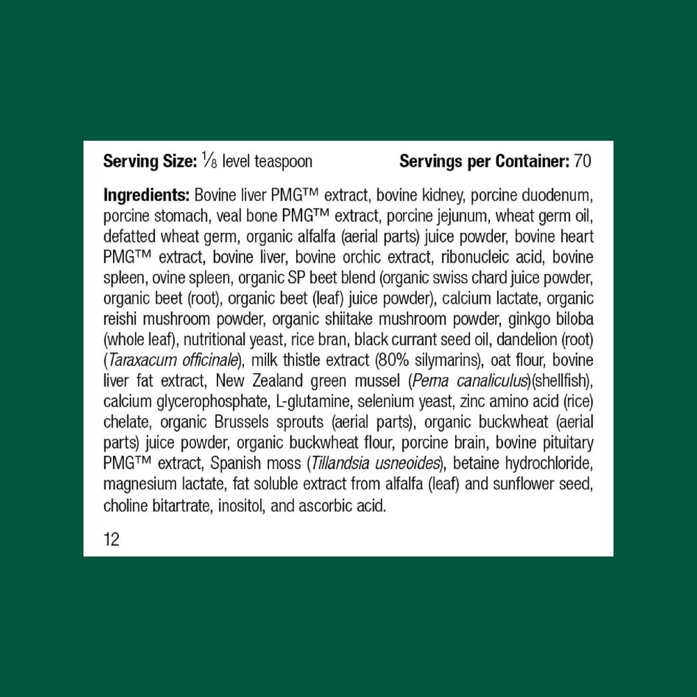 Standard Process Canine Hepatic Support dosing scoop shown for accurate pet dosing.