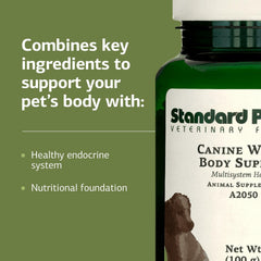 Standard Process Canine Whole Body Support powder mixed into meal bowl supports multisystem wellness.