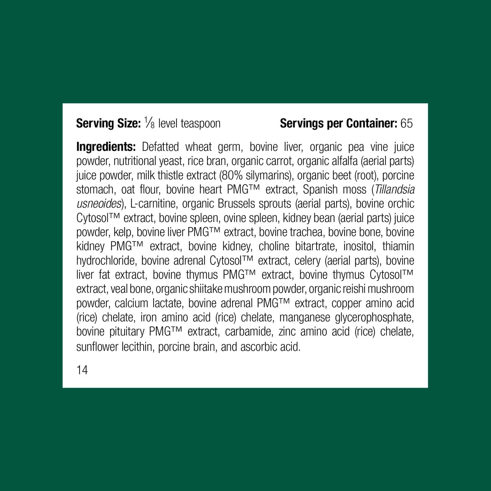 Standard Process Canine Whole Body Support powder-dispense demonstrates easy daily supplementation.