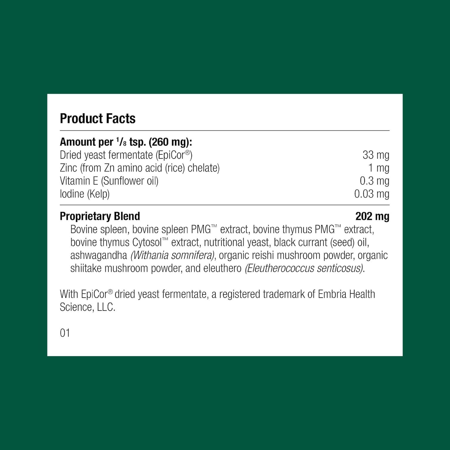 Standard Process dog immune powder pour—easy-mix daily supplement for pets.