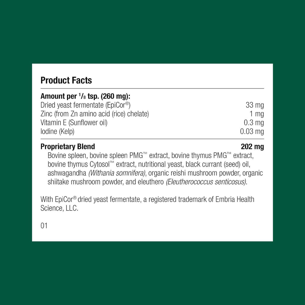 Standard Process dog immune powder pour—easy-mix daily supplement for pets.