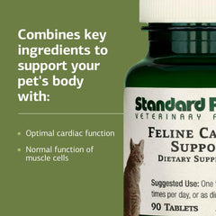 Standard Process Feline Cardiac Support dosing guide illustrating twice-daily tablets.