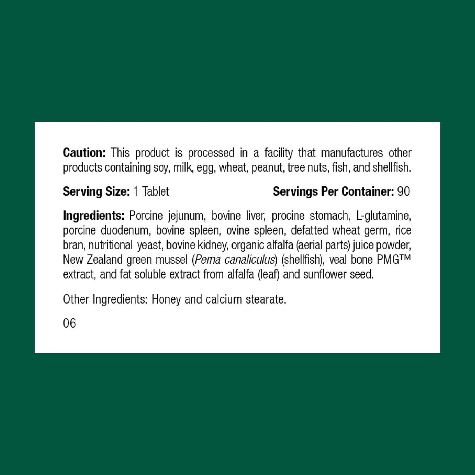 Standard Process Feline Enteric Support tablets close-up highlighting easy-to-dose format for digestive care.