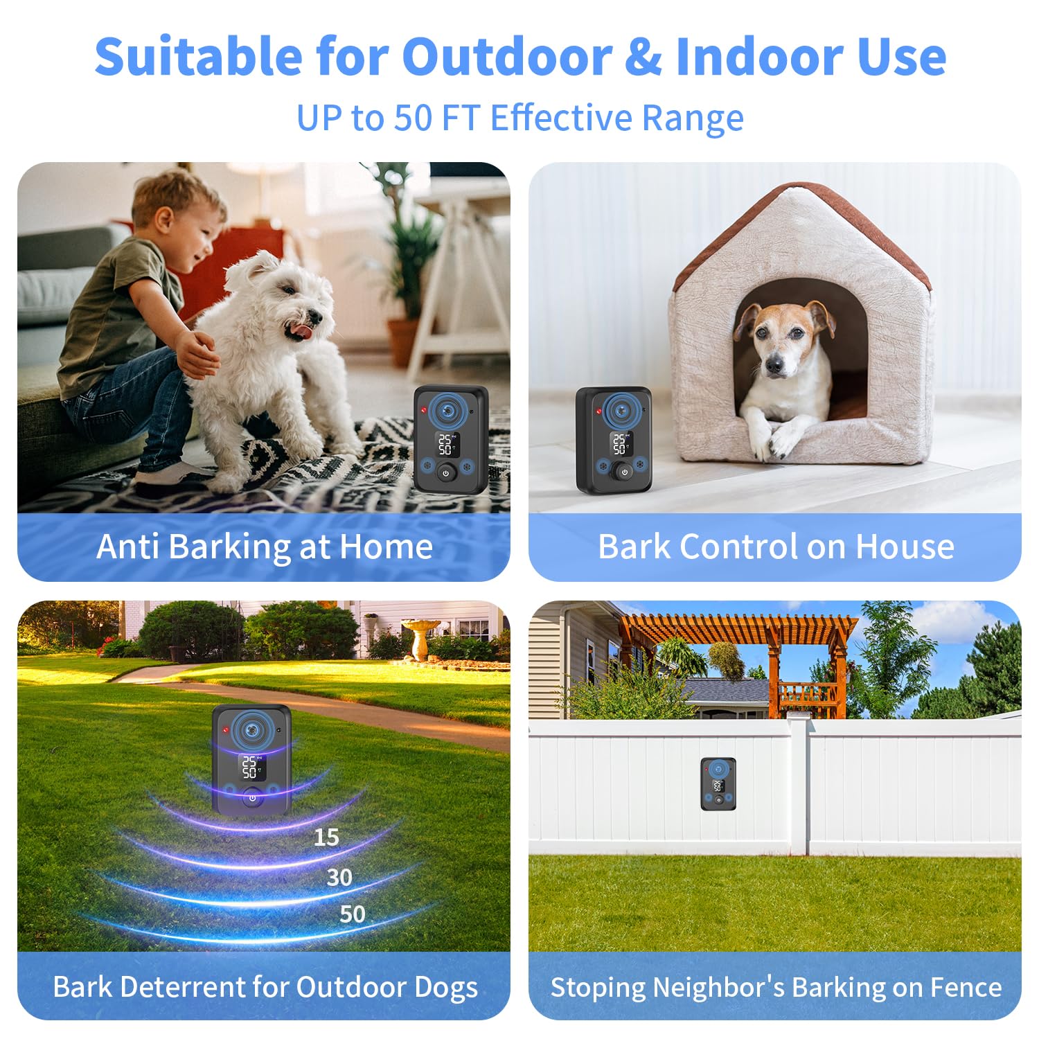 STANWIS anti barking device range and detection; flexible placement options.