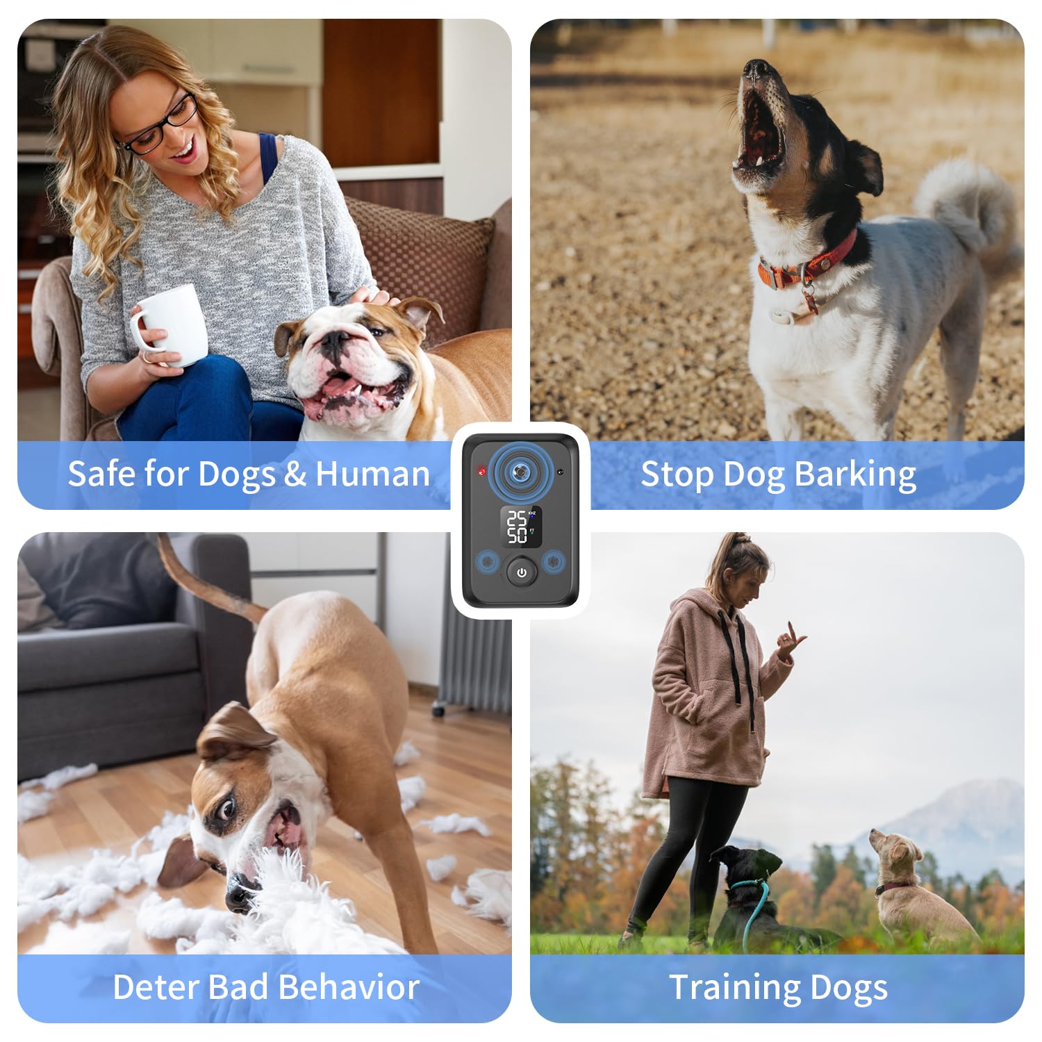STANWIS anti barking device indoor outdoor; suitable for both environments.