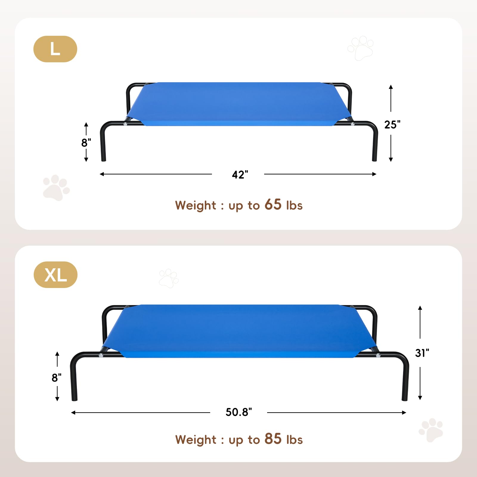 STARLATTA elevated dog bed blue color complements home and yard decor
