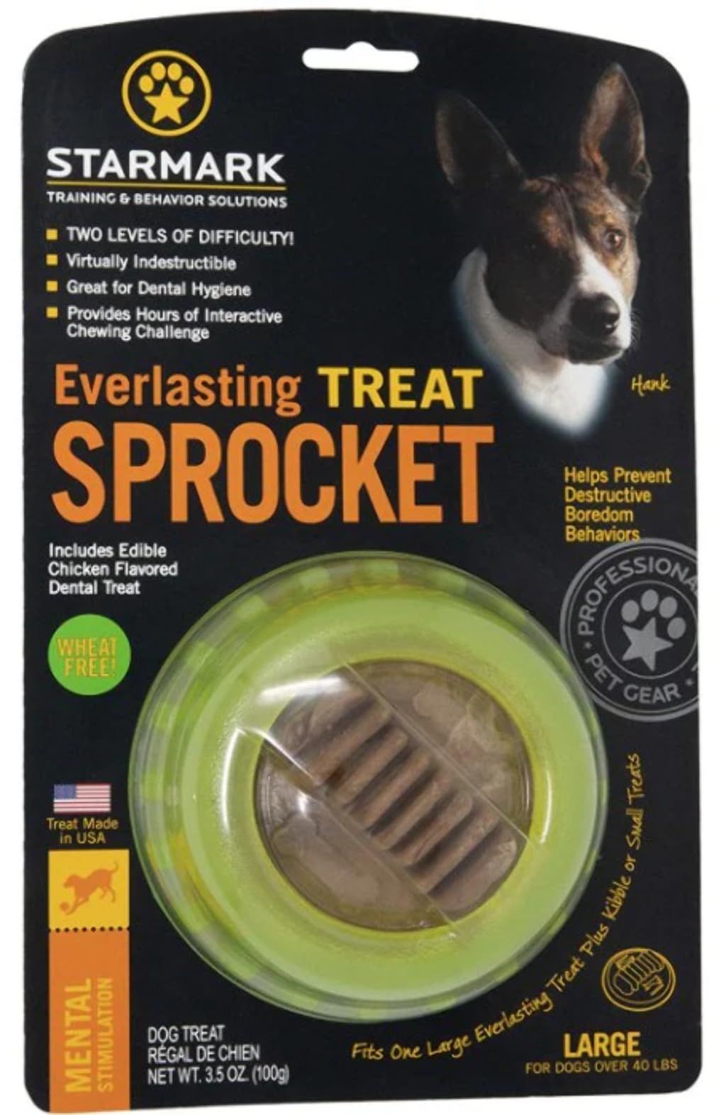 Starmark Everlasting Sprocket Large inside view shows treat-stuffing for hours of engaging play