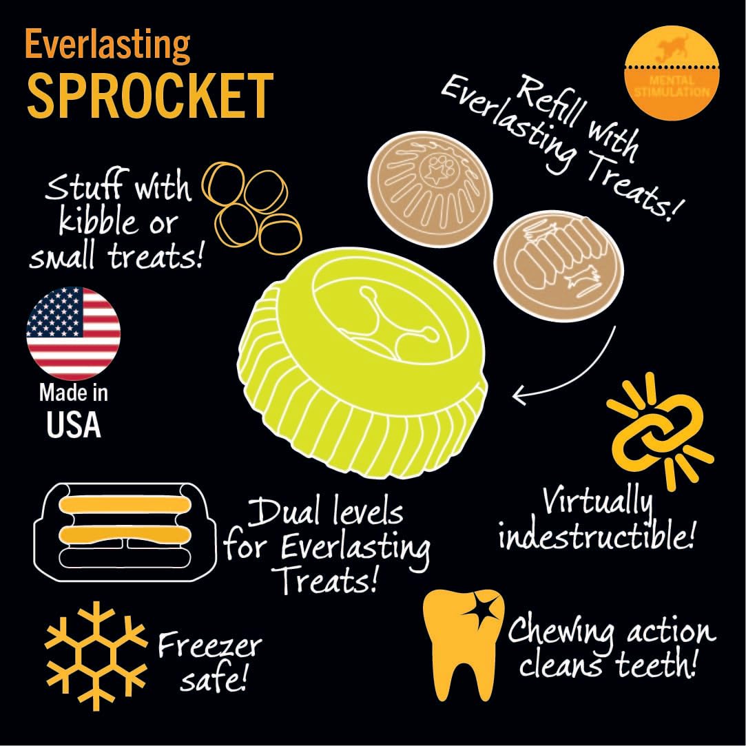 Starmark Everlasting Sprocket Small includes chicken-flavored Everlasting Treat.