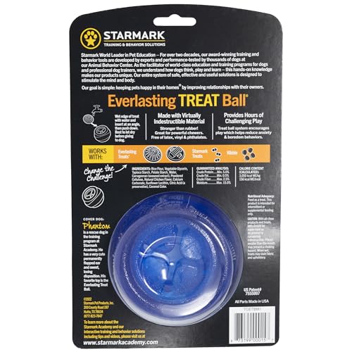 Starmark Everlasting Treat Ball Medium, treat visible, encourages mental stimulation during chew time