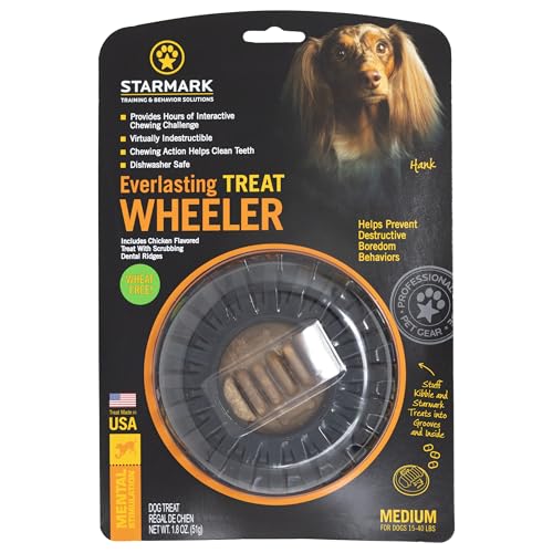 Starmark Everlasting Treat Wheeler side view highlights active engagement during play