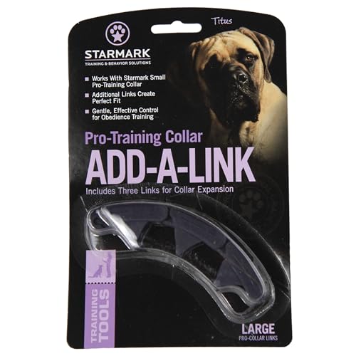 Starmark Pro-Training Add-A-Link Large worn on a dog demonstrates adjustable fit for daily walks.