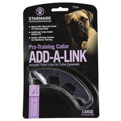 Starmark Pro-Training Add-A-Link Large worn on a dog demonstrates adjustable fit for daily walks.