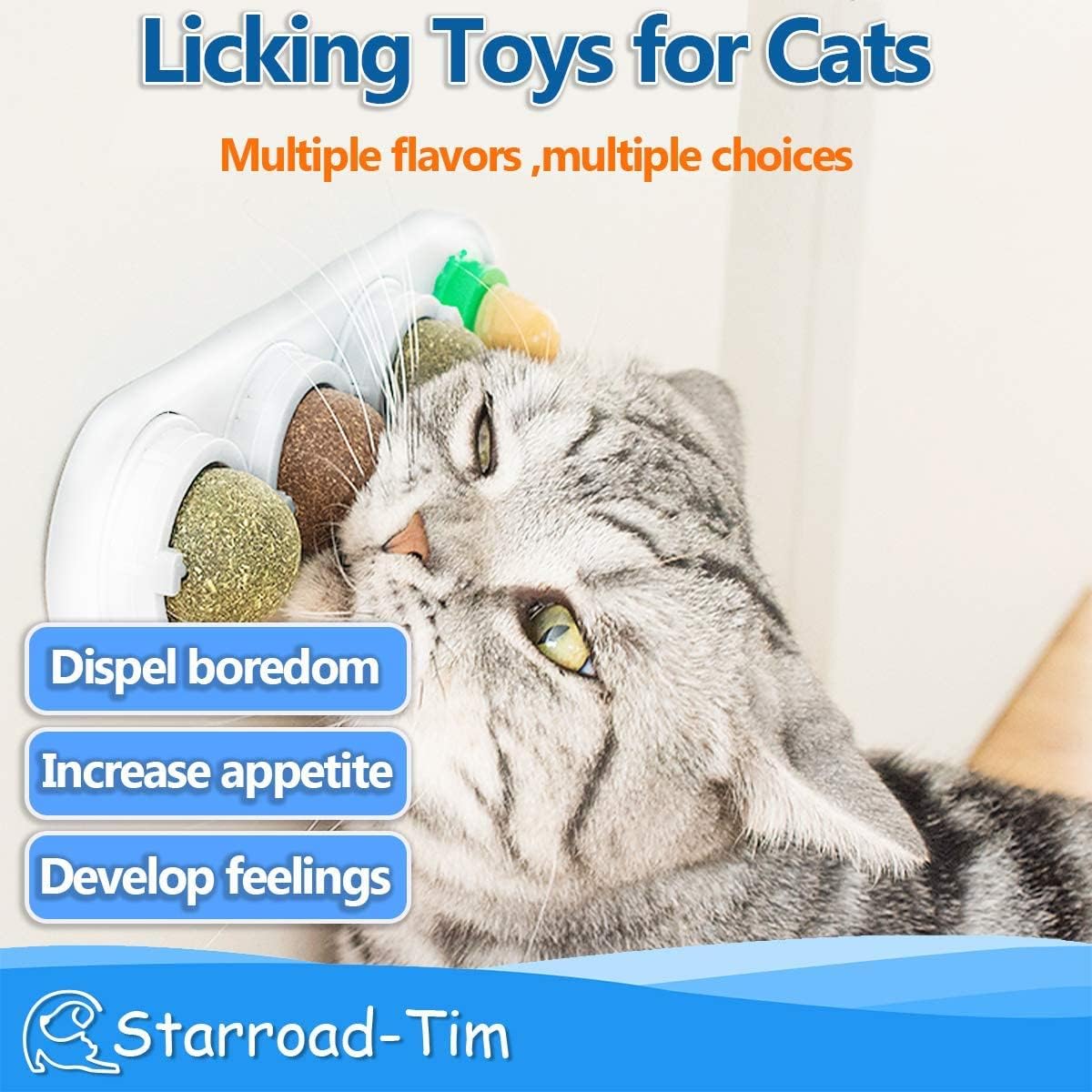 STARROAD-TIM Catnip Balls packaging shot, ready-to-stick with adhesive base.