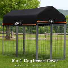 STAYDEN kennel cover side with elastic ropes shows wind resistance in breezy yards.