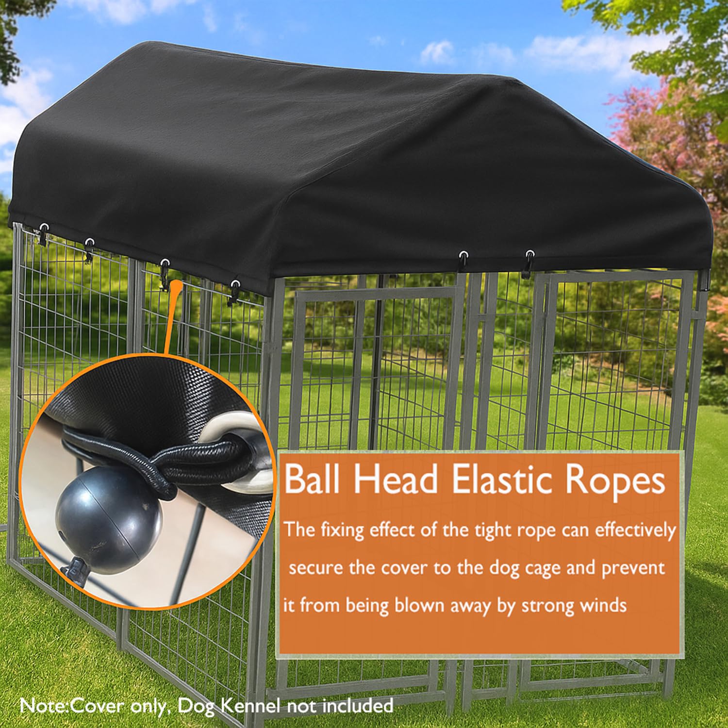 STAYDEN Weather-resistant material protects kennels from outdoor elements.