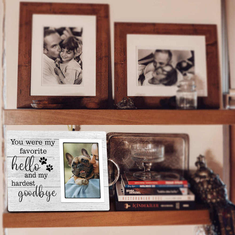 SteadStyle dog memorial frame with sturdy stand, durable reminder of a dog's love.
