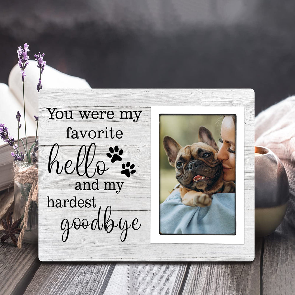 SteadStyle dog memorial frame with 4x6 photo inside, ideal for sharing pup memories.