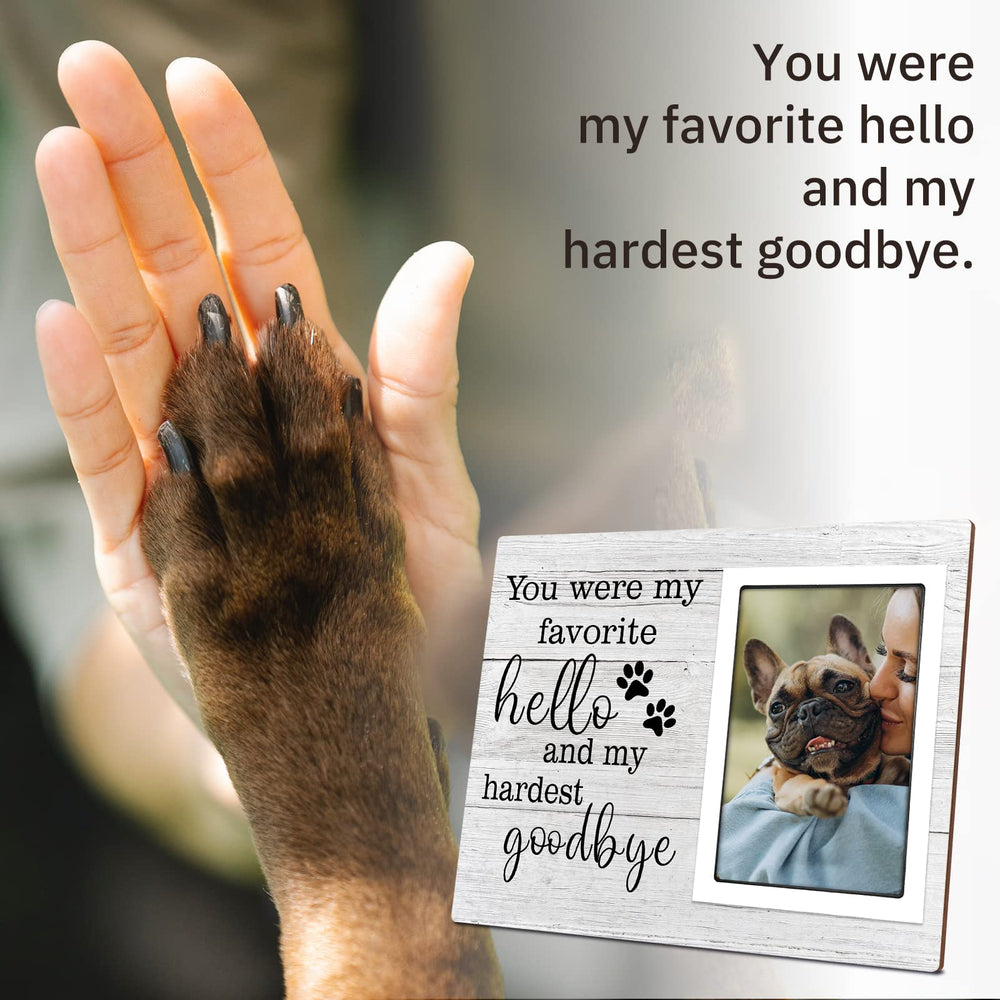 SteadStyle dog memorial frame on tabletop display, easy daily tribute to a beloved companion.