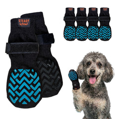 Steady Paws anti-slip socks paw closeup shows secure traction on hardwood floors