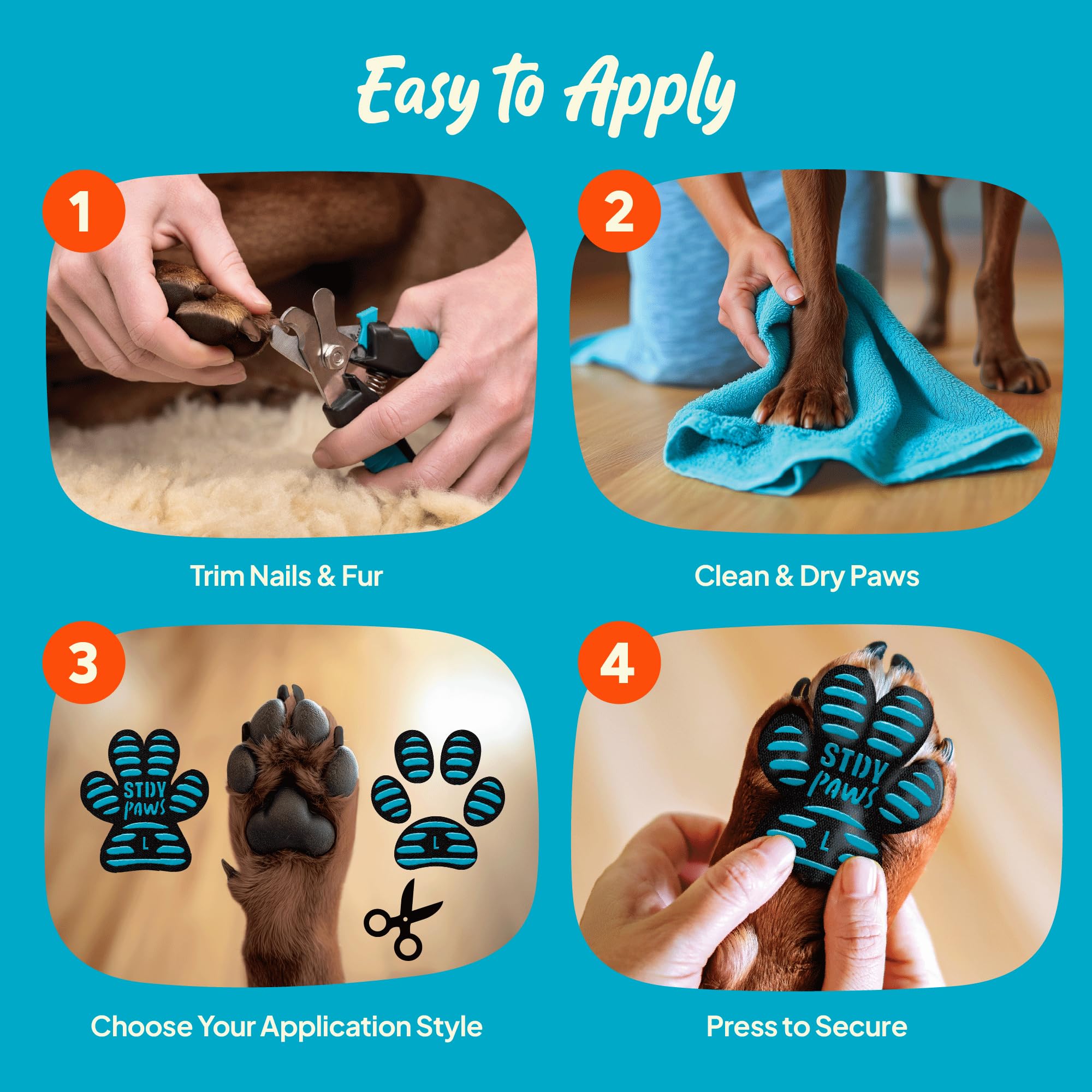 Steady Paws cut-to-fit design lets you tailor pads to paw shape