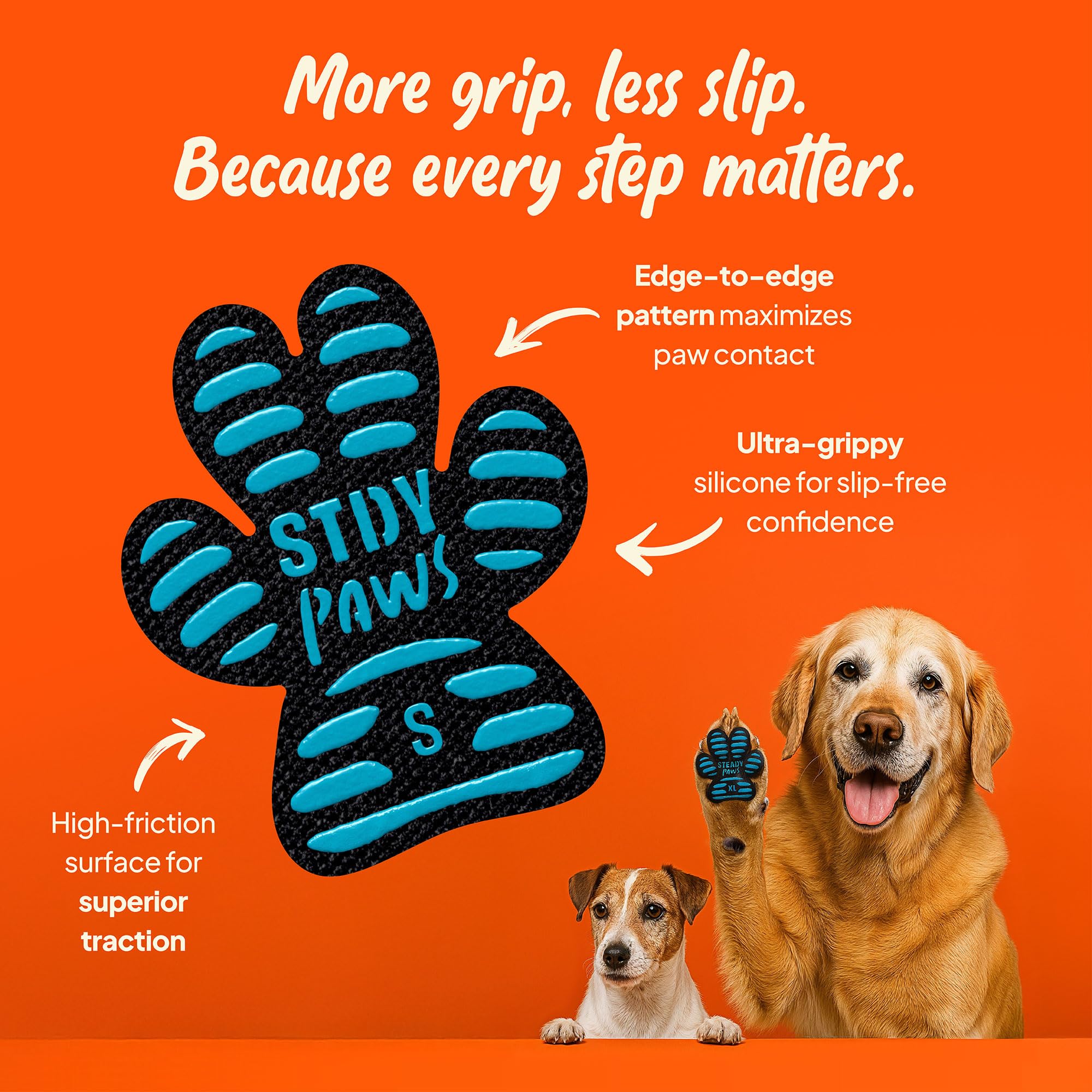 steady-paws paw grips on hardwood floor example showing traction during walks.