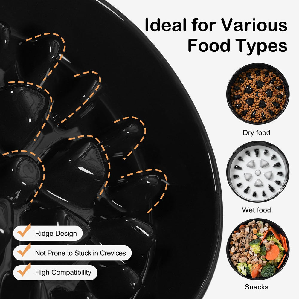 Sted ceramic slow feeder bowl maze black dishwasher safe glaze for easy cleaning