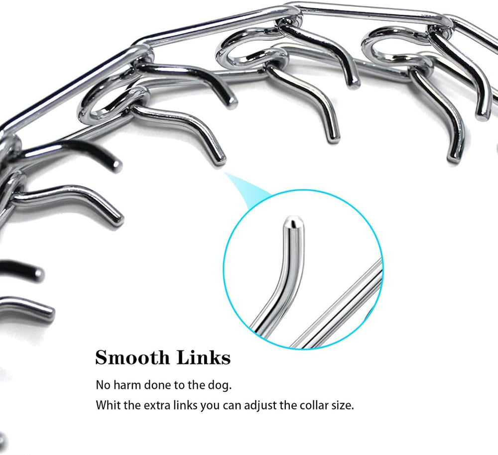 STEHEALTH prong collar round head with smooth surface offers gentle reminder on walks.