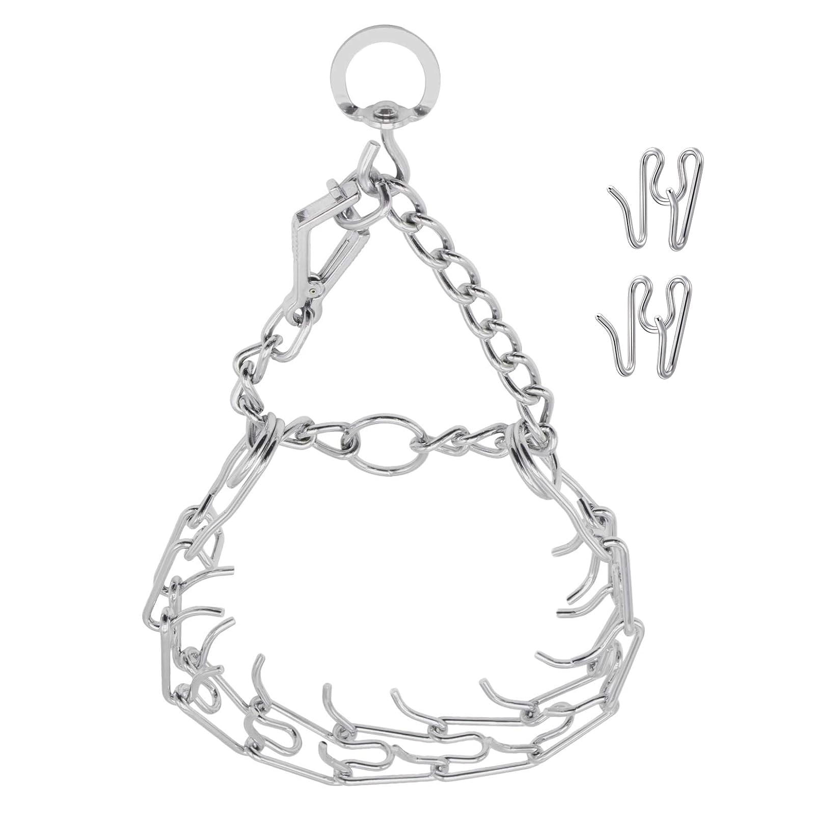 STEHEALTH prong pinch collar with quick-release buckle for easy on/off during walks.