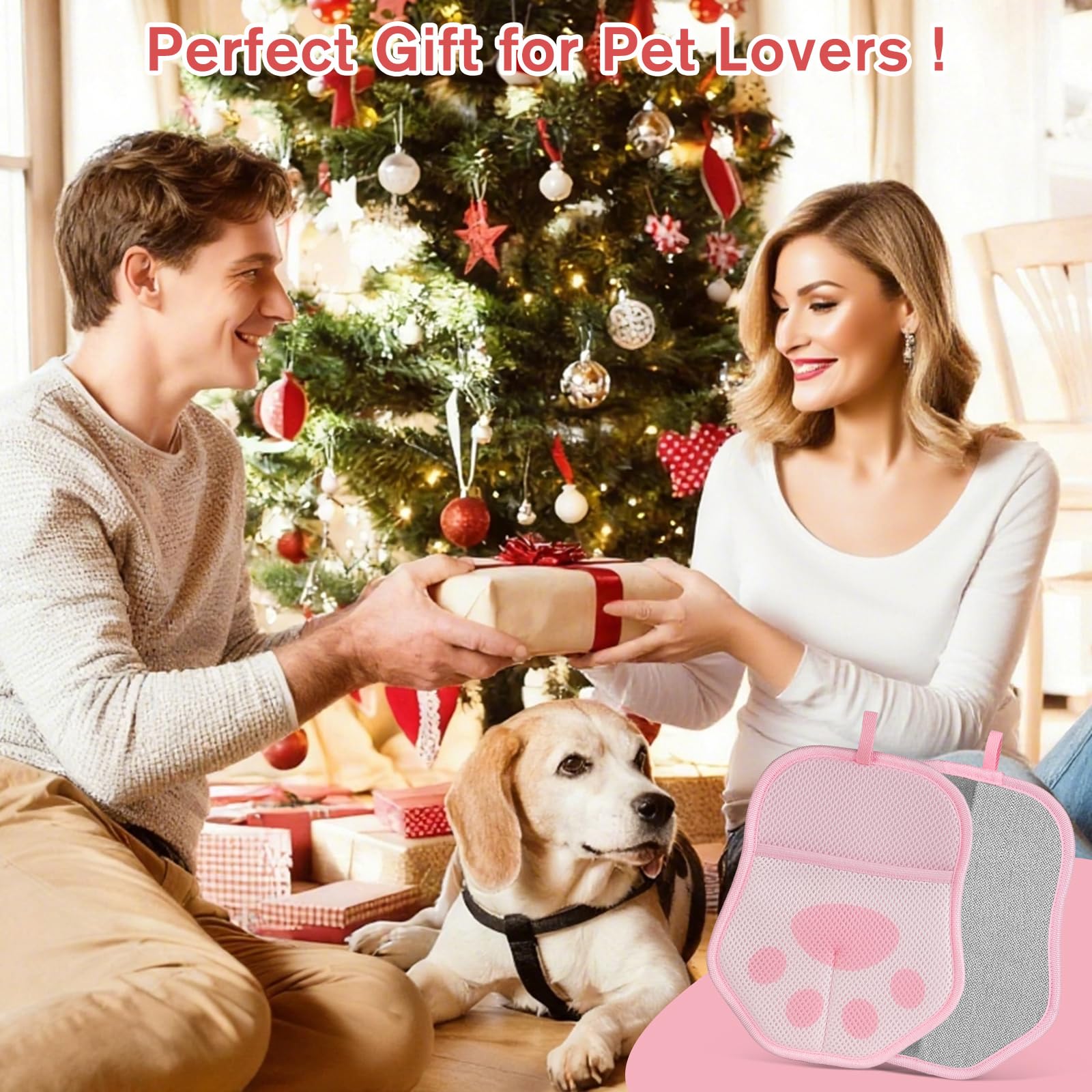 Steinfinit pet hair removal gloves pink close-up fabric shows washable material