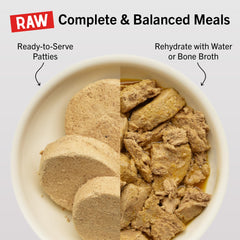 Stella & Chewy's beef patty crumble top view, ideal high-value training treat.