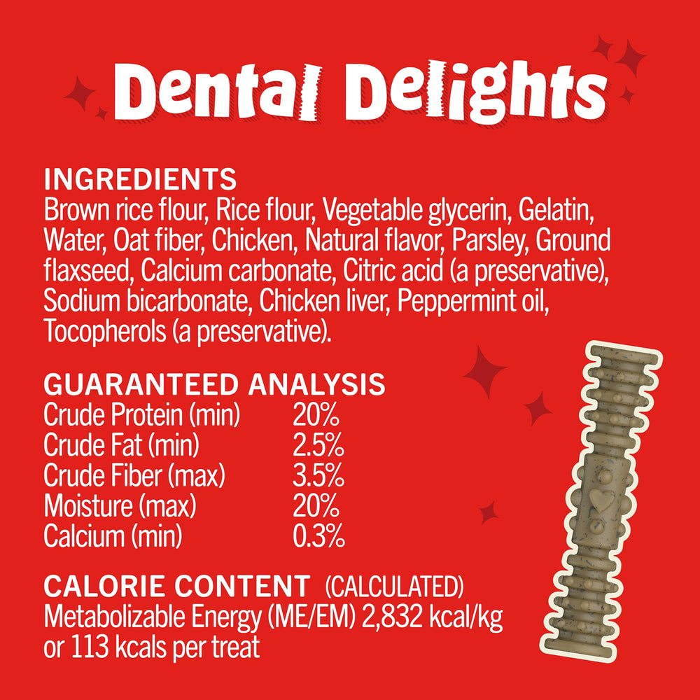 Various sizes of Stella & Chewy's Dental Delights for dogs of different sizes.