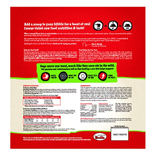 Stella & Chewy's duck mixer served atop kibble for enhanced flavor.