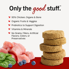 Stella & Chewy's dinner patties plated for a puppy meal, illustrating versatile serving options.