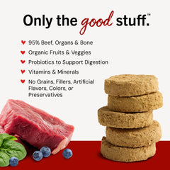 Stella & Chewy's patty rehydrated in water, enhances aroma for picky eaters.
