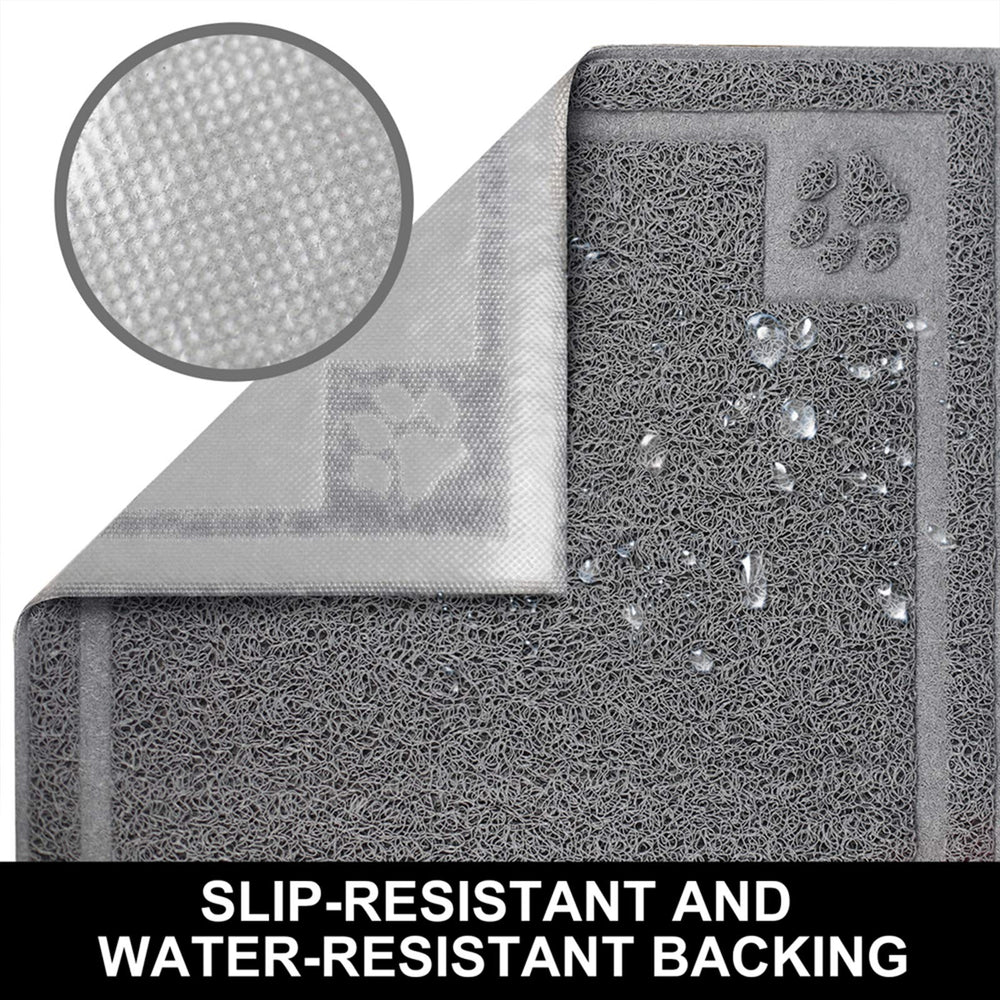STELLAIRE CHERN pet feeding mat waterproof surface prevents floor spills and dries quickly.
