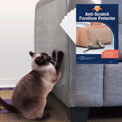 Stelucca Amazing Shields XL scratch protector on sofa blocks cat claws while preserving fabric.