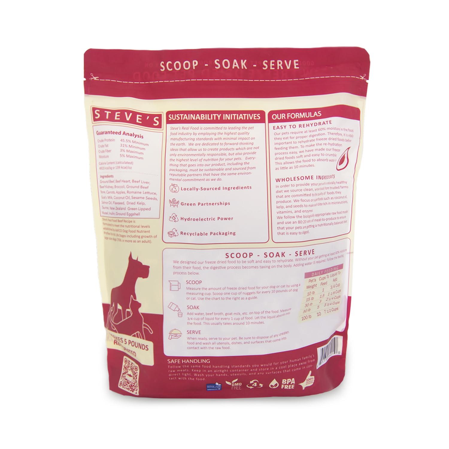 Steve's Real Food freeze-dried beef nuggets poured into a bowl for easy serving