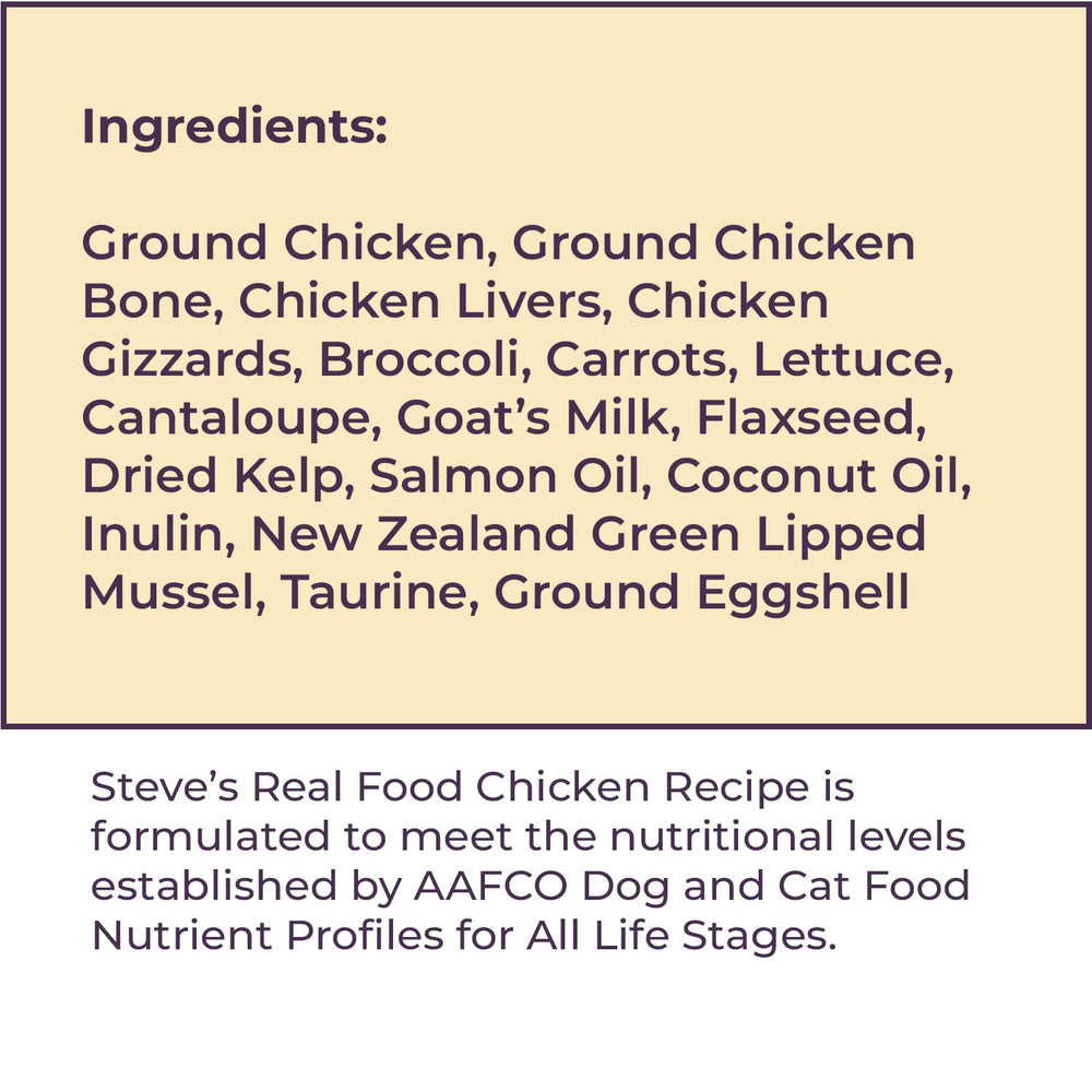 Steve's Real Food pour-and-serve nuggets shown in a pet bowl for quick meals.