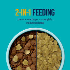 Stewart Raw Naturals rehydration process showing how to mix water for a complete meal.