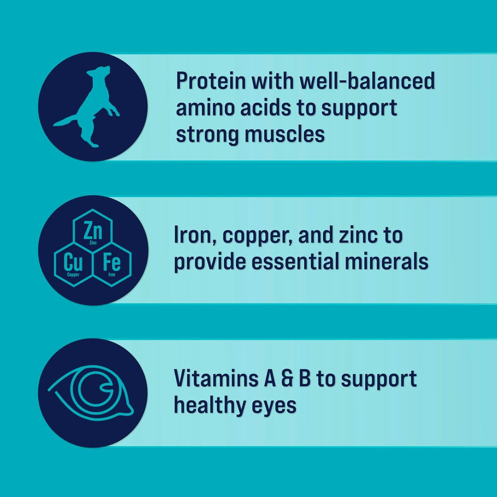 Stewart Supper Sprinkles adds iron copper and zinc for canine minerals.